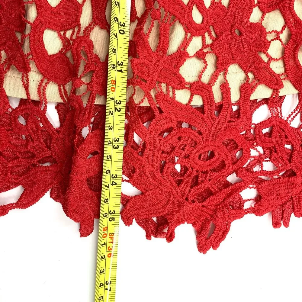 Francesca's Braylee red floral lace A-line dress, Size M - Picture 9 of 11